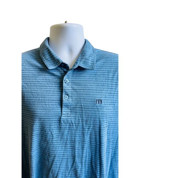 Travis Mathew Blue Striped Polo Shirt XL Golf Preppy Y2K 90s Streetwear Vintage - Picture 2 of 5